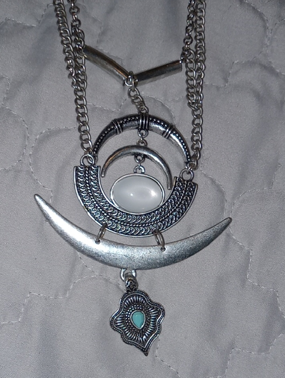 American Eagle Silver-Tone Crescent Pendant Necklace